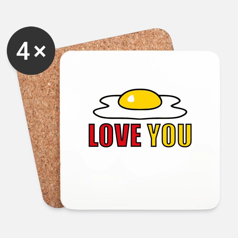 EI LOVE YOU - SPIEGELEI - ESSEN - LIEBE - OSTERN - Untersetzer (4er-Set) - Weiß