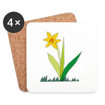 Jonquille aux fleurs printanières - Dessous de verre (lot de 4) - blanc - Devant