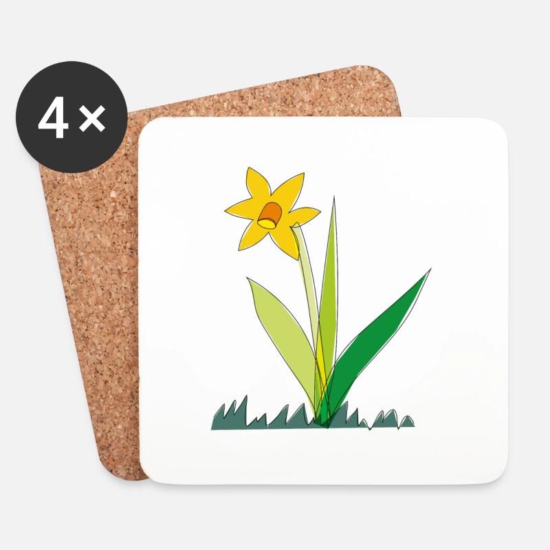 Frühling Blume Narzisse - Untersetzer (4er-Set) - Weiß