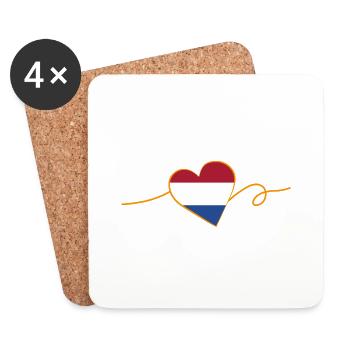 Ich liebe Niederlande - Herz mitFlagge - Untersetzer (4er-Set) - Weiß - Vorne