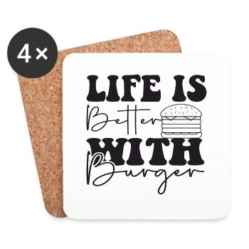 Life is better with Burger - Untersetzer (4er-Set) - Weiß - Vorne