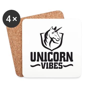 Vibrations licorne - Dessous de verre (lot de 4) - blanc - Devant