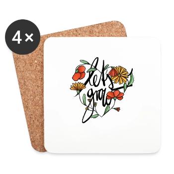 Herz aus Blumen Let's Grow - Untersetzer (4er-Set) - Weiß - Vorne