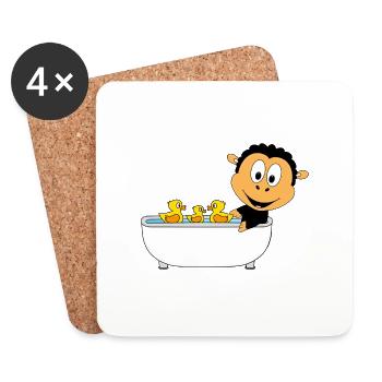 SCHAF - BADEN - BADEWANNE - BADEENTEN - TIER - Untersetzer (4er-Set) - Weiß - Vorne