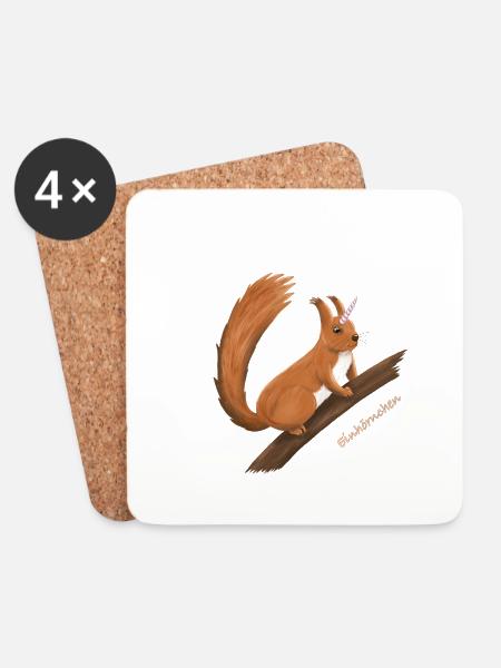 Einhörnchen - Untersetzer (4er-Set) - Weiß