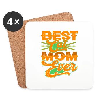 Best Cat Mom Ever - Coasters (set of 4) - white - Front