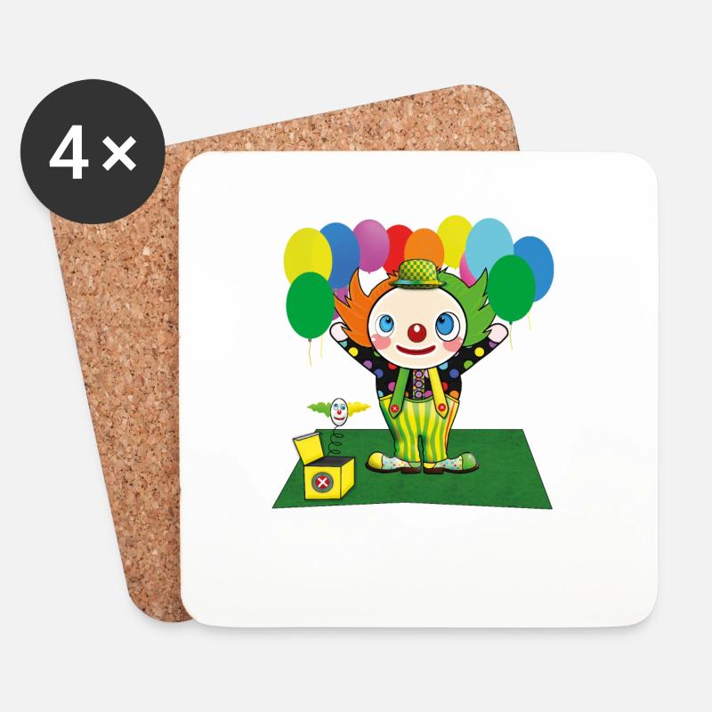 Clown - Untersetzer (4er-Set) - Weiß