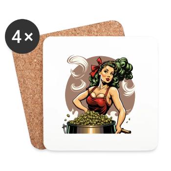 Pinup Girl Beer Brewer Hops - Coasters (set of 4) - white - Front