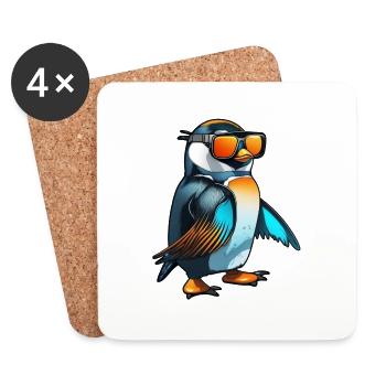 Cooler Pinguin mit Sonnenbrille - Untersetzer (4er-Set) - Weiß - Vorne