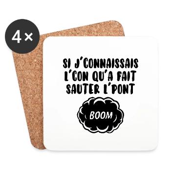 Si j’connaissais l’con… - Dessous de verre (lot de 4) - blanc - Devant