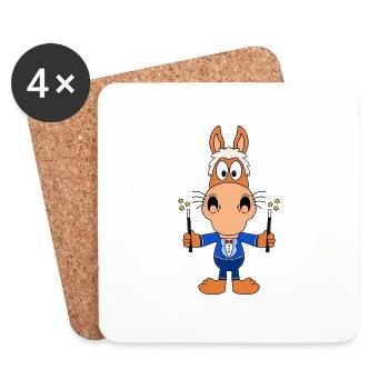PFERD - PONY - ZAUBERER - ZAUBERN - TIER - FUN - Untersetzer (4er-Set) - Weiß - Vorne