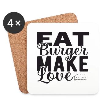 Eat Burger make Love - Coasters (set of 4) - white - Front