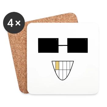 Sourire avec des lunettes de soleil - Dessous de verre (lot de 4) - blanc - Devant