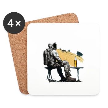 Astronaut chillt mit Bier coole Illustration - Untersetzer (4er-Set) - Weiß - Vorne