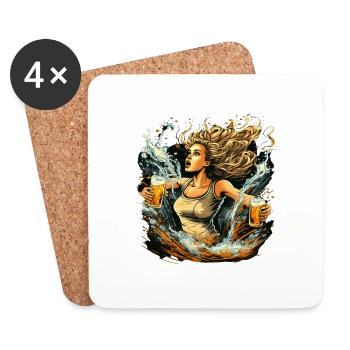 Pin-up Girl à Bier Sturm - Dessous de verre (lot de 4) - blanc - Devant