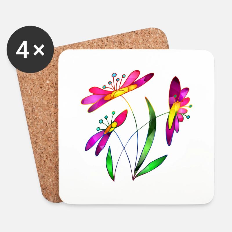 Blumen - Untersetzer (4er-Set) - Weiß