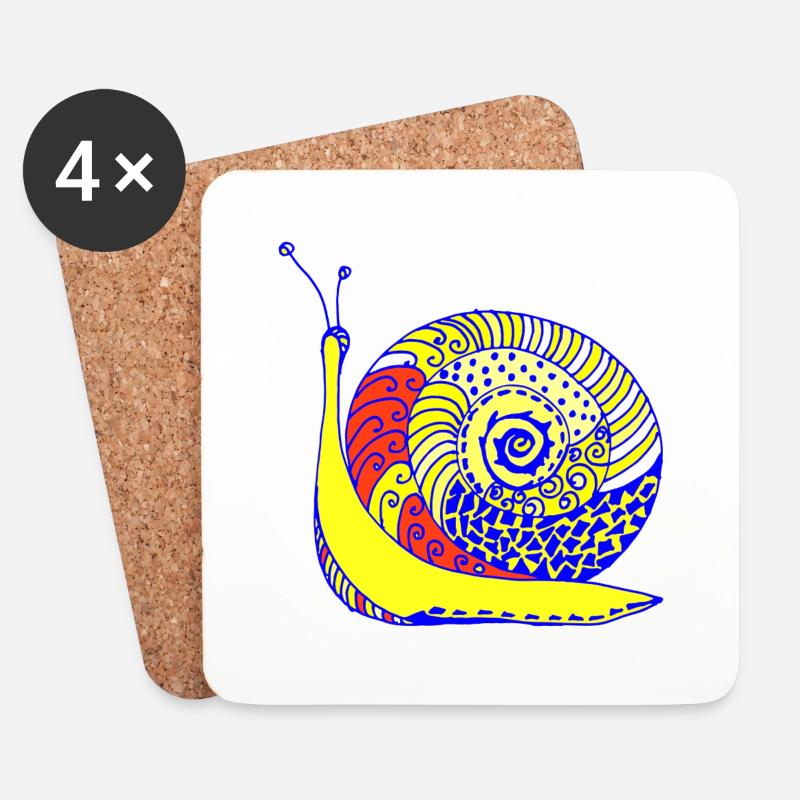Schnecke - Untersetzer (4er-Set) - Weiß