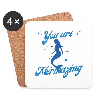 Mermaids You are Mermazing idée cadeau original - Dessous de verre (lot de 4) - blanc - Devant