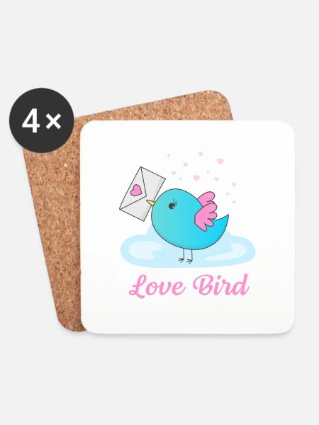 Love Bird - Untersetzer (4er-Set) - Weiß