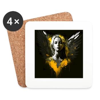 Yellow Angel Woman - Coasters (set of 4) - white - Front