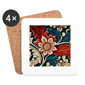 Motif Fleur - Dessous de verre (lot de 4) - blanc - Devant