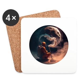 Astronaut raucht auf dem Mond - Untersetzer (4er-Set) - Weiß - Vorne