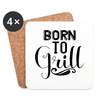Né pour griller - Dessous de verre (lot de 4) - blanc - Devant
