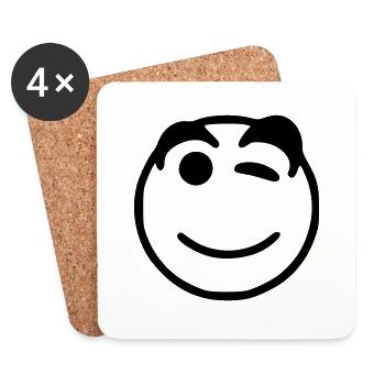 Emoji sketch happy black - Dessous de verre (lot de 4) - blanc - Devant