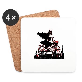 The witch on the bike - Coasters (set of 4) - white - Front