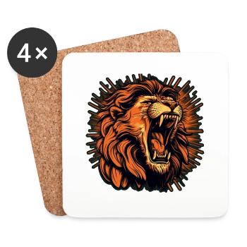 Lion - Dessous de verre (lot de 4) - blanc - Devant