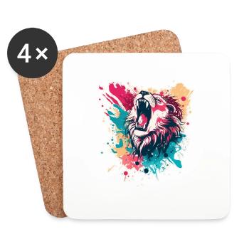 Lion - Dessous de verre (lot de 4) - blanc - Devant