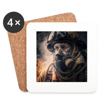 Firefighter in front of Fire and Smoke - Untersetzer (4er-Set) - Weiß - Vorne