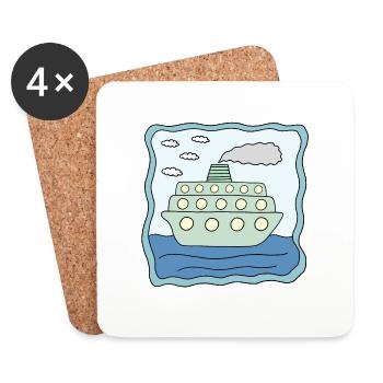 Un design de navire - Dessous de verre (lot de 4) - blanc - Devant