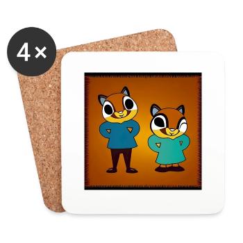 Two cheerful chipmunks - Coasters (set of 4) - white - Front