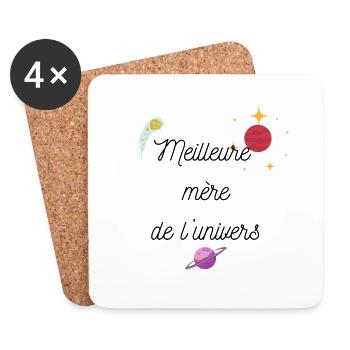 Meilleure mère de l’univers |Cadeau fête des mères - Dessous de verre (lot de 4) - blanc - Devant