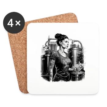 Craft Beer Brewing Woman Brewmaster - Coasters (set of 4) - white - Front