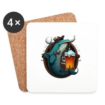 Capitaine avec de la bière - Dessous de verre (lot de 4) - blanc - Devant