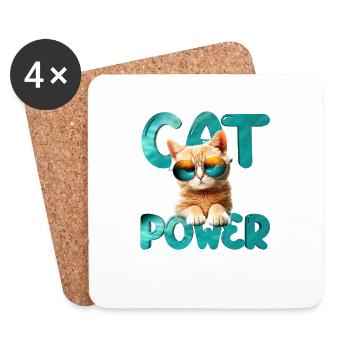 Alimentation du chat - Dessous de verre (lot de 4) - blanc - Devant