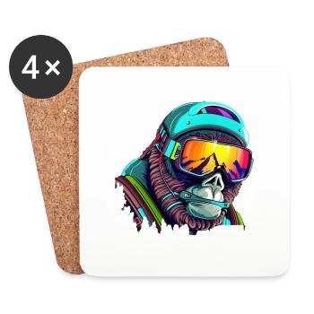 Cool gorilla skier - Coasters (set of 4) - white - Front