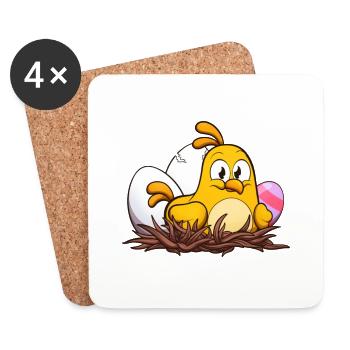 Süßes kleines Osterküken im Nest - Untersetzer (4er-Set) - Weiß - Vorne