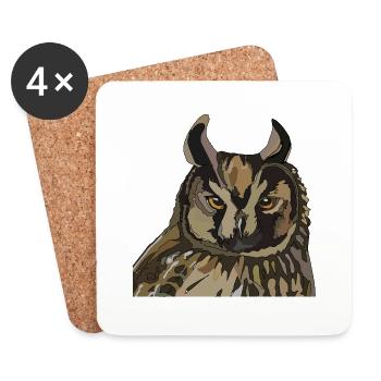 Owl Head - Coasters (set of 4) - white - Front