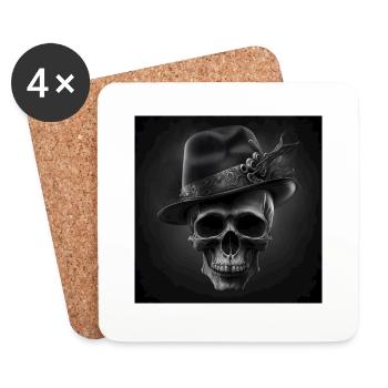 Vintage Black Skull - Coasters (set of 4) - white - Front