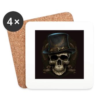 Vintage Black Skull - Coasters (set of 4) - white - Front