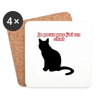 Je peux pas j'ai un chat noir - Dessous de verre (lot de 4) - blanc - Devant