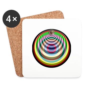 pop art psychédélique chat - Dessous de verre (lot de 4) - blanc - Devant