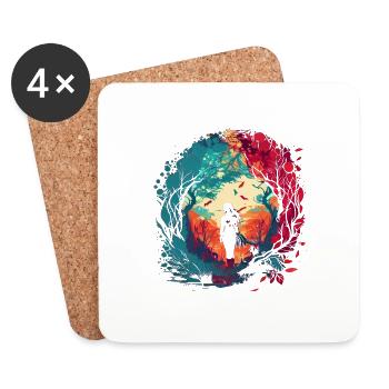 Frau als feenhafter Waldgeist Aquarell Airbrush - Untersetzer (4er-Set) - Weiß - Vorne