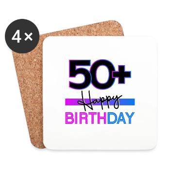 Happy Birthday 50+ - Coasters (set of 4) - white - Front