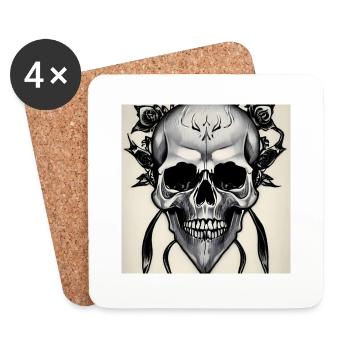 Gothic Totenkopf - Untersetzer (4er-Set) - Weiß - Vorne
