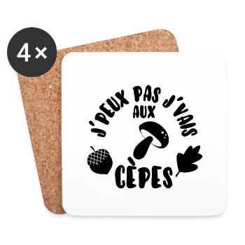 J’peux pas j’vais aux cèpes - Dessous de verre (lot de 4) - blanc - Devant