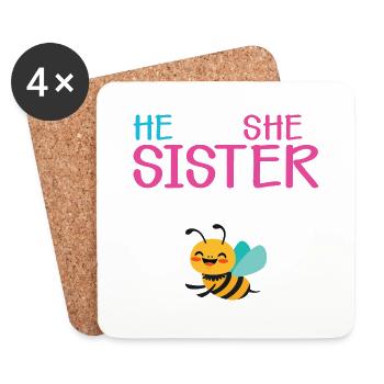 He or She Sister to Bee - Untersetzer (4er-Set) - Weiß - Vorne